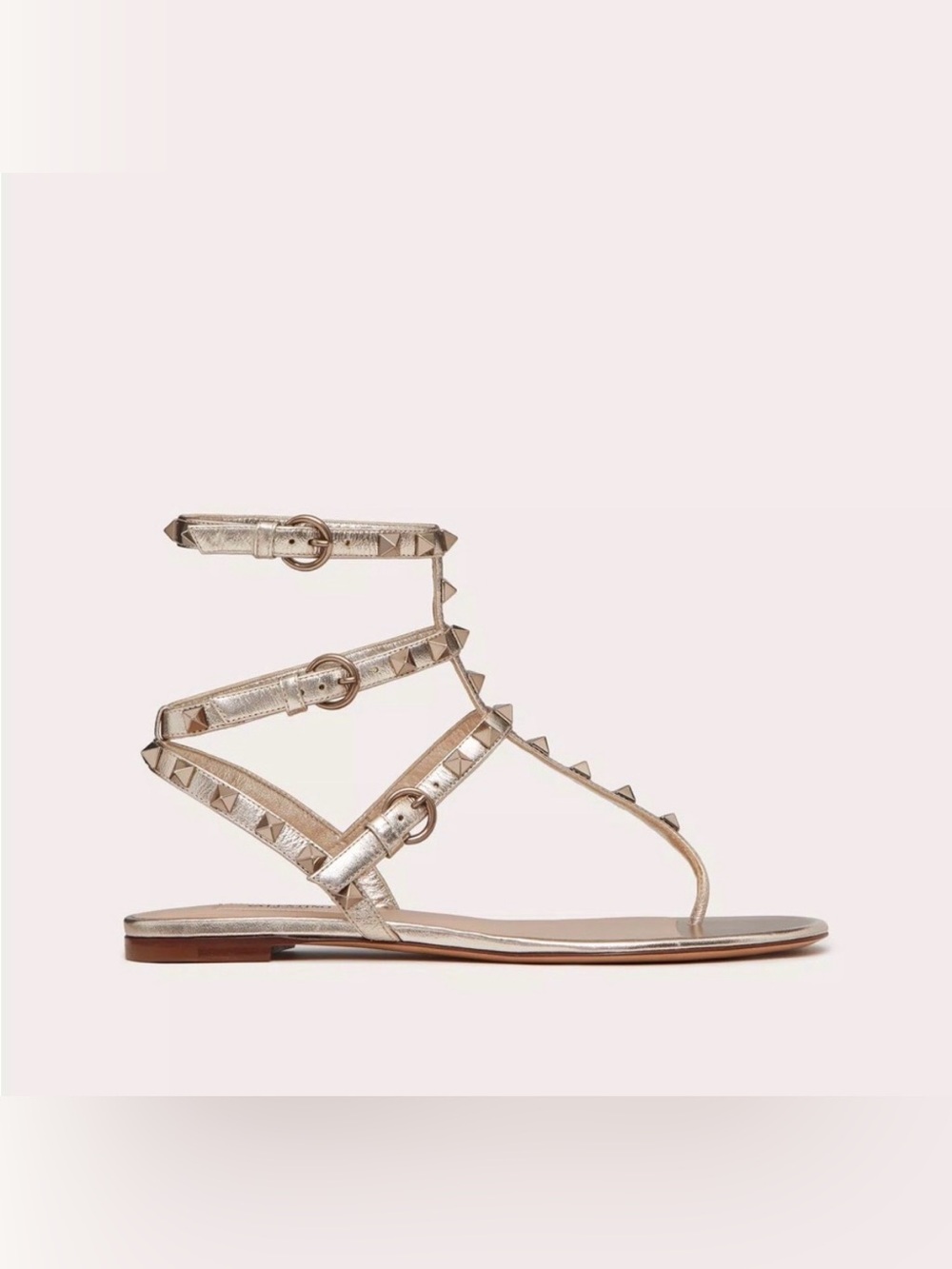 Valentino gold-bronze rockstud gladiator sandals - estimate 39 (as is wear)